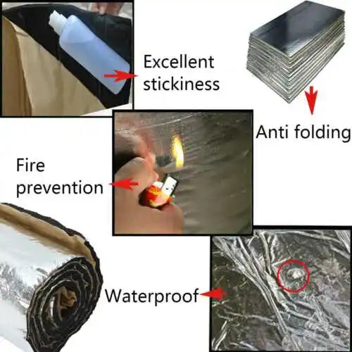 10pc 5MM Aluminum Foil Car Sound Heat Insulation Cotton Mats Engine Bonnet Firewall Noise Proofing Deadener Anti-Noise Pads