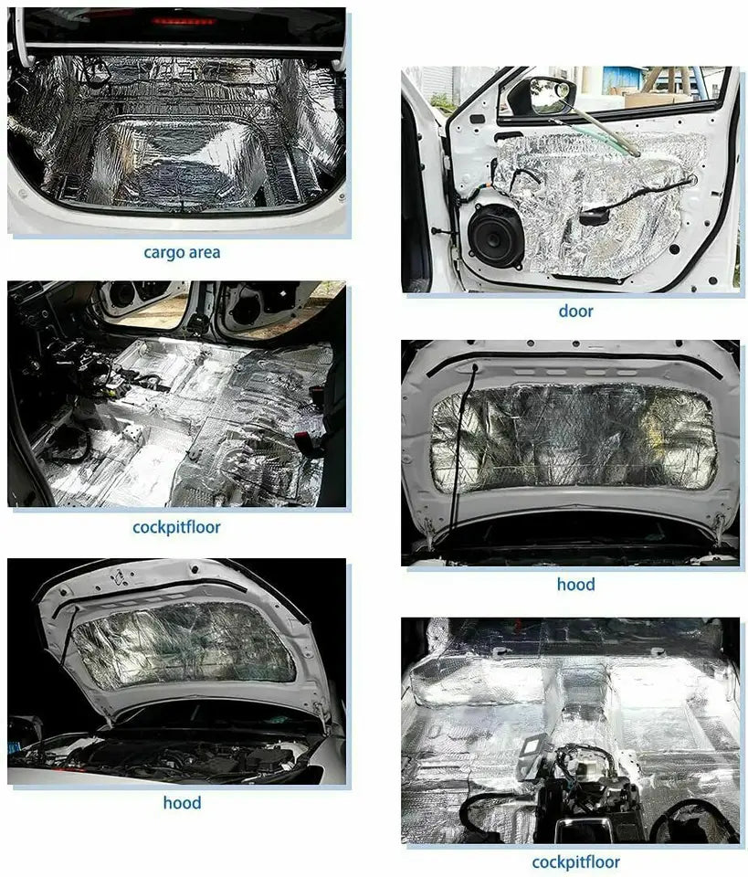 10Pcs 5mm Sound Deadener Heat Insulation Mat Car Van Sound Proofing Deadening Insulation Car Hood Insulation Silent